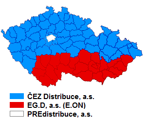 Mapa distributorů elektriny