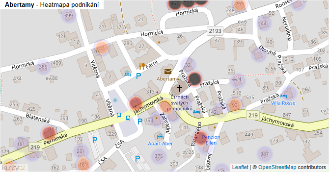 Abertamy - mapa podnikání