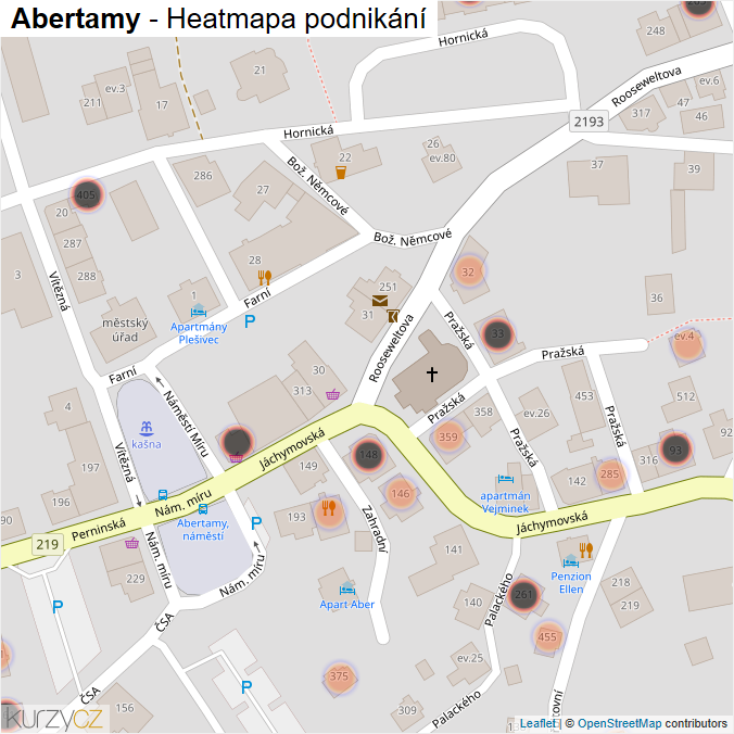 Mapa Abertamy - Firmy v obci.