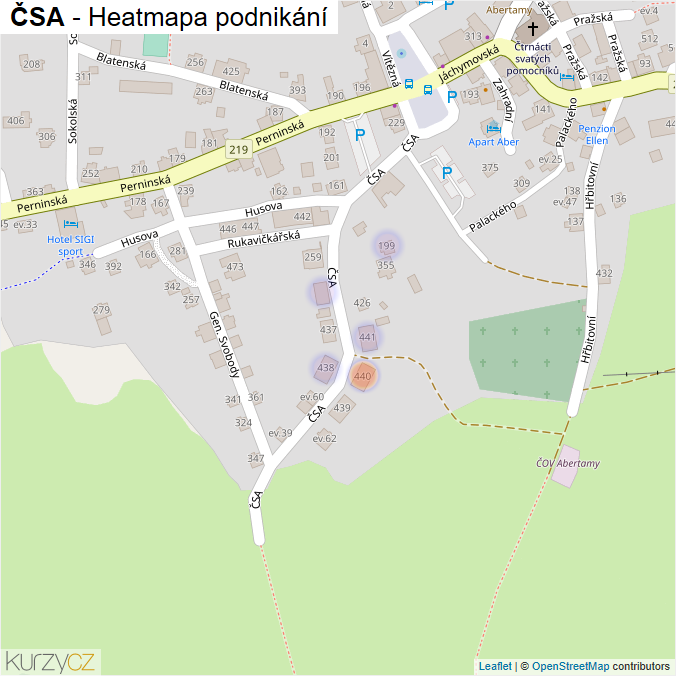 Mapa ČSA - Firmy v ulici.