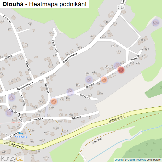 Mapa Dlouhá - Firmy v ulici.