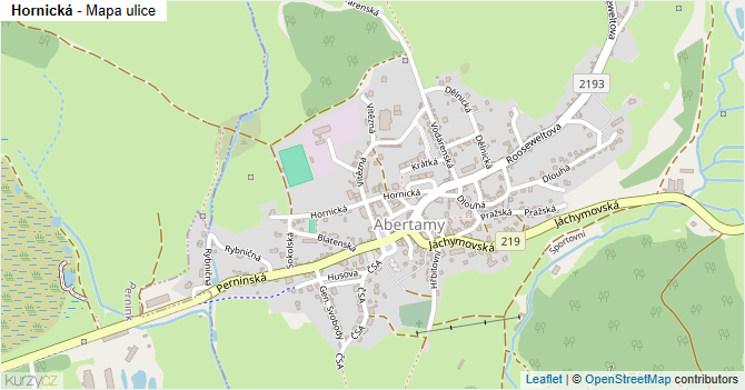 Hornická - mapa ulice