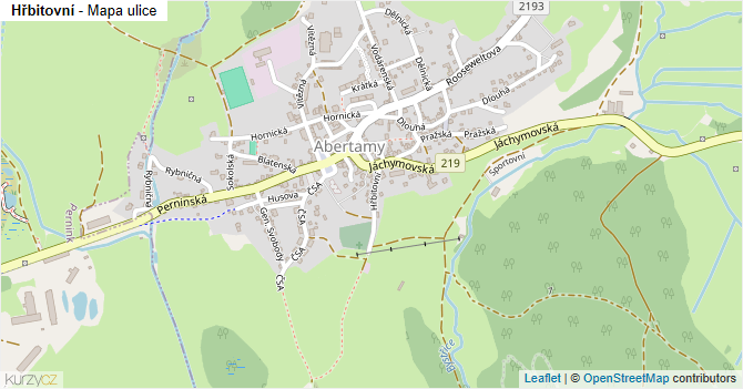 Hřbitovní - mapa ulice