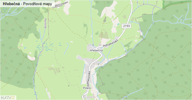 Hřebečná - záplavové mapy stoleté vody