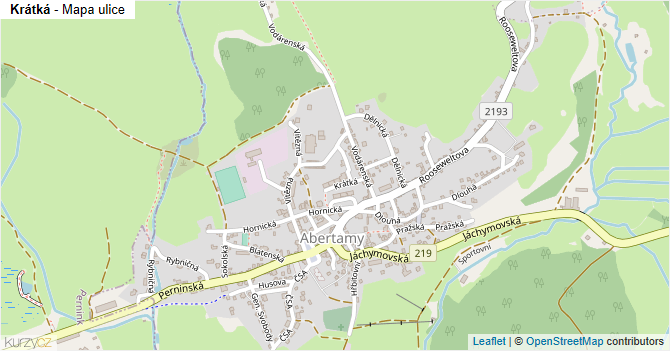 Krátká - mapa ulice
