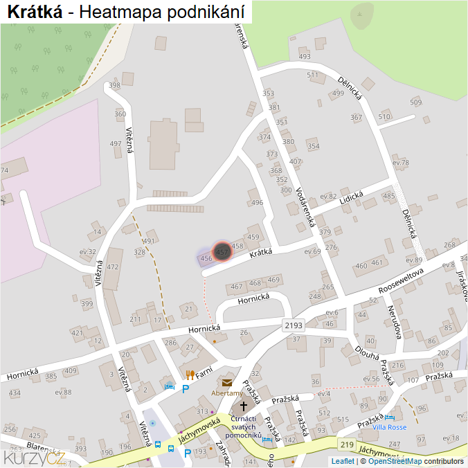Mapa Krátká - Firmy v ulici.