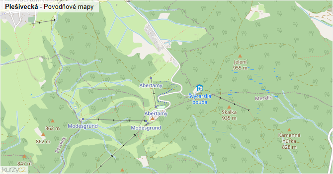 Plešivecká - záplavové mapy stoleté vody