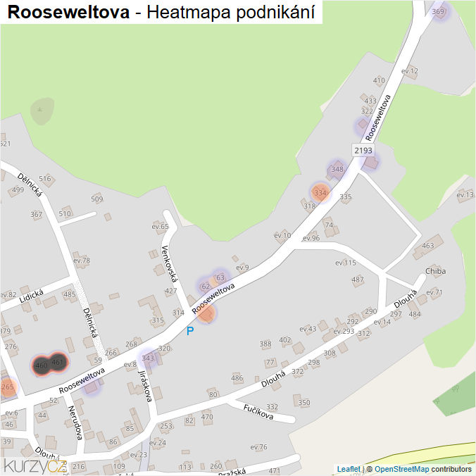 Mapa Rooseweltova - Firmy v ulici.