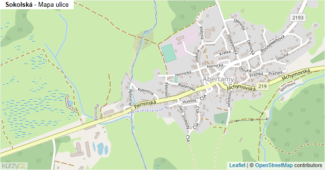 Sokolská - mapa ulice