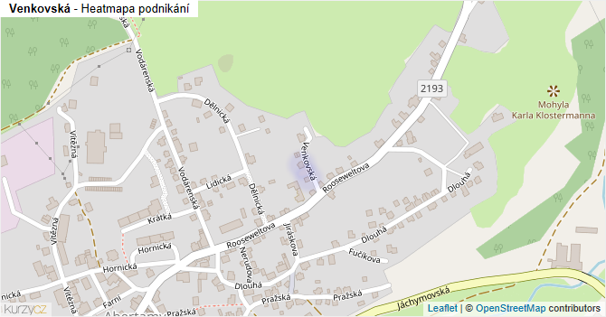 Venkovská - mapa podnikání