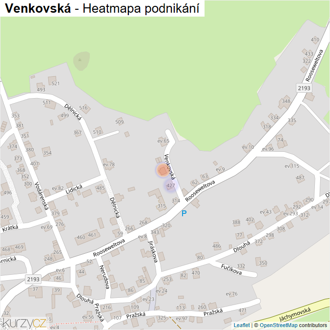 Mapa Venkovská - Firmy v ulici.