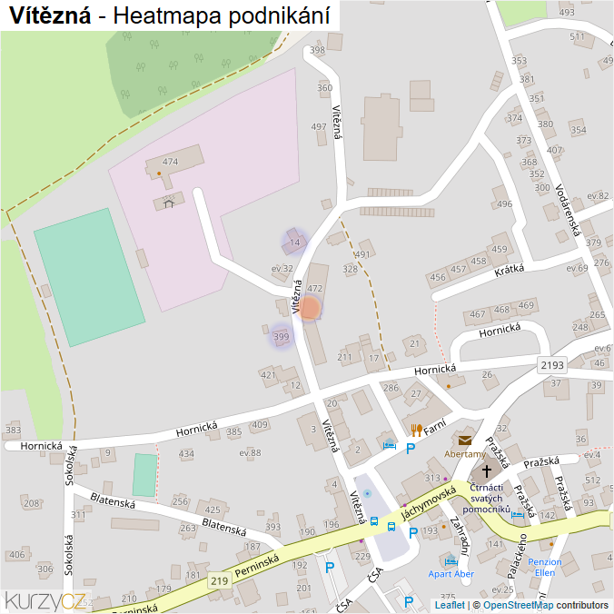 Mapa Vítězná - Firmy v ulici.