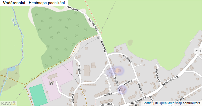 Vodárenská - mapa podnikání