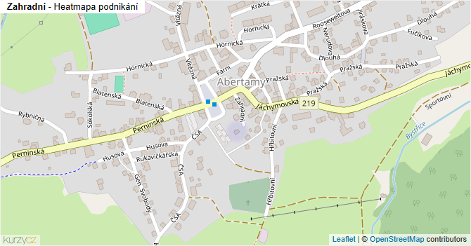Zahradní - mapa podnikání