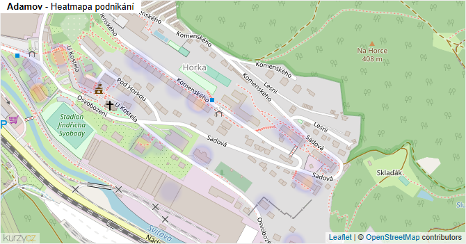 Adamov - mapa podnikání