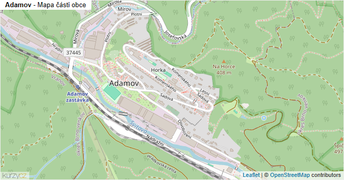 Adamov - mapa části obce