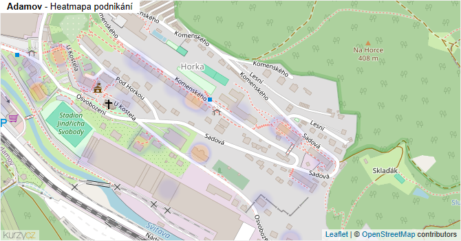 Adamov - mapa podnikání