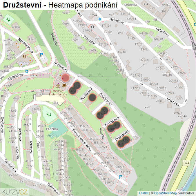 Mapa Družstevní - Firmy v ulici.