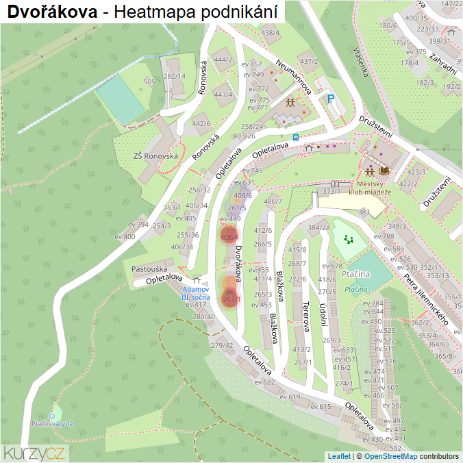 Mapa Dvořákova - Firmy v ulici.