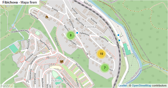 Fibichova - mapa firem