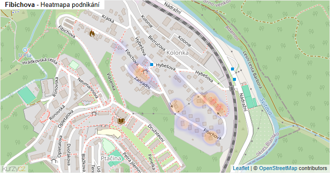 Fibichova - mapa podnikání