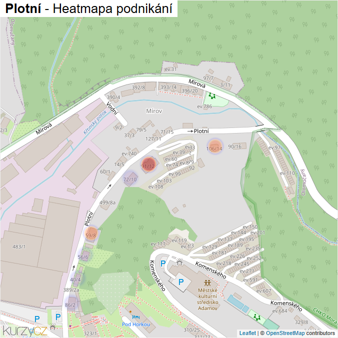Mapa Plotní - Firmy v ulici.