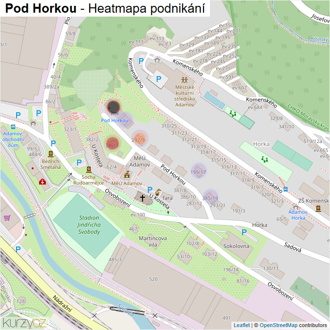 Mapa Pod Horkou - Firmy v ulici.