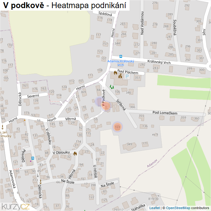 Mapa V podkově - Firmy v ulici.