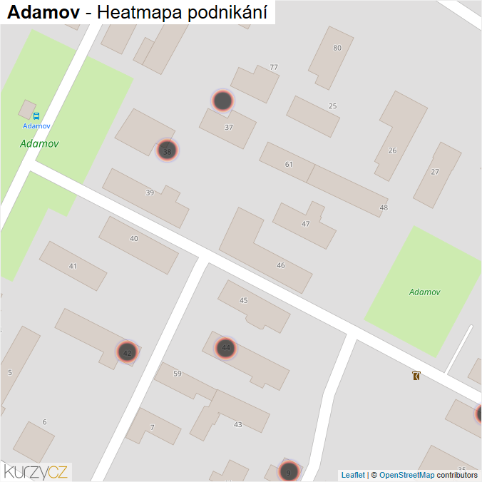 Mapa Adamov - Firmy v obci.