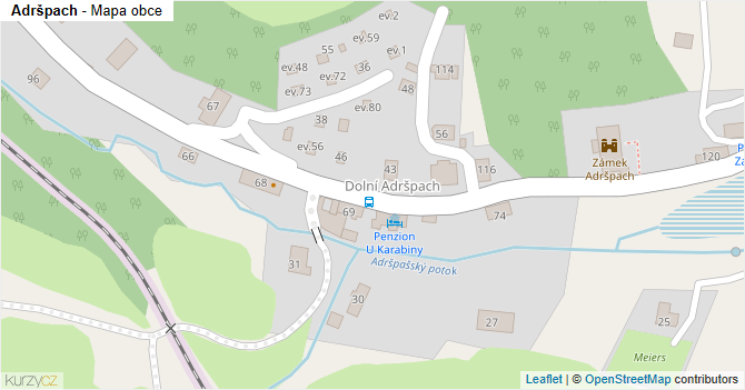 Adršpach - mapa obce