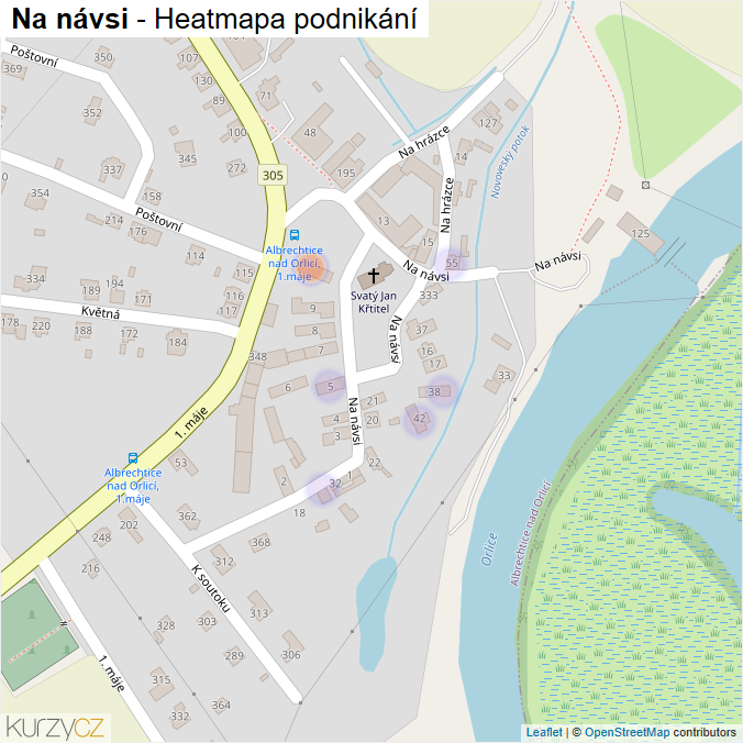 Mapa Na návsi - Firmy v ulici.
