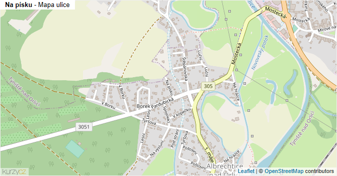Na písku - mapa ulice