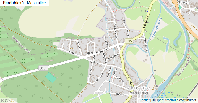 Pardubická - mapa ulice