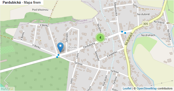 Pardubická - mapa firem