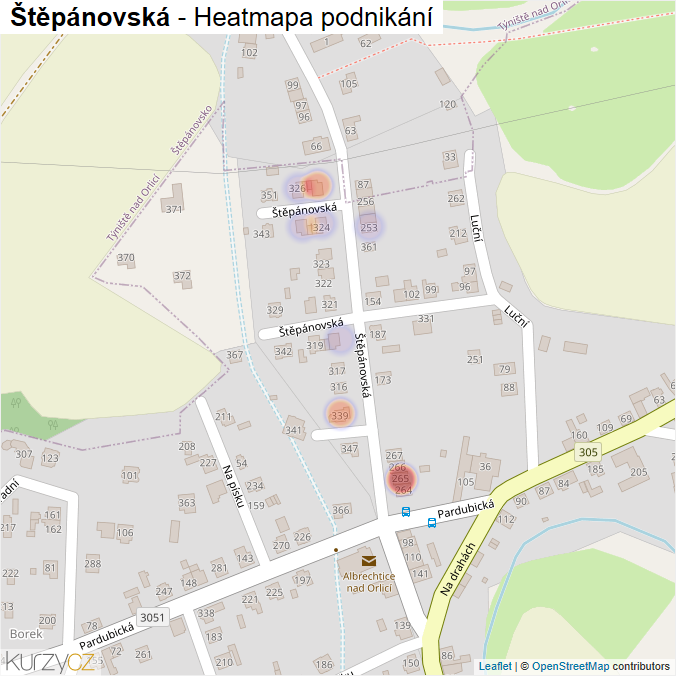 Mapa Štěpánovská - Firmy v ulici.