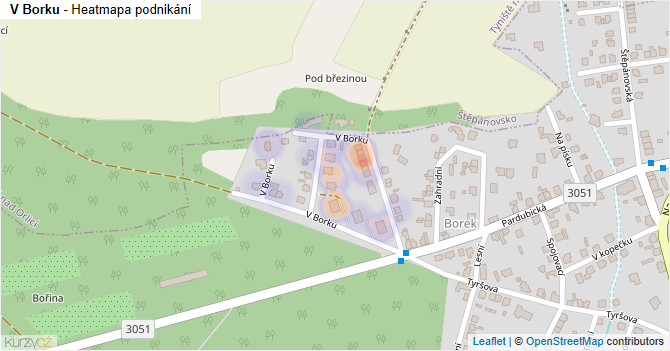V Borku - mapa podnikání