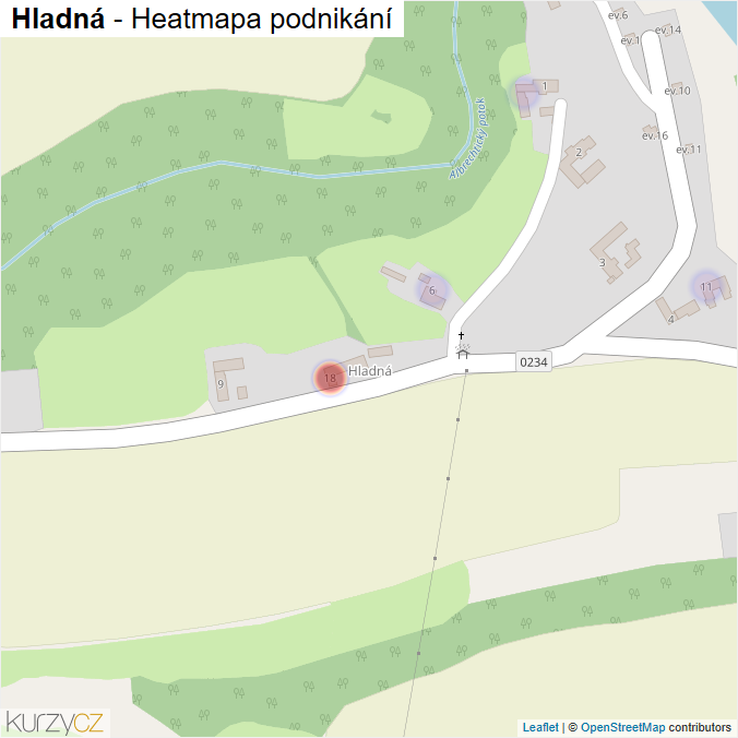 Mapa Hladná - Firmy v části obce.