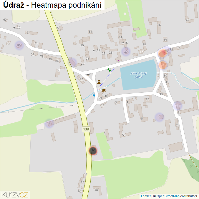 Mapa Údraž - Firmy v části obce.