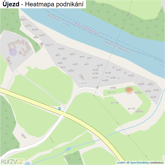Mapa Újezd - Firmy v části obce.