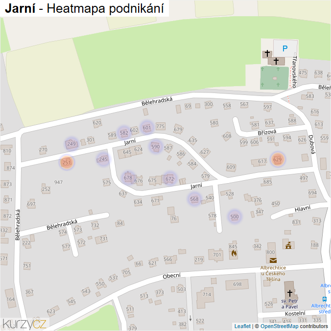 Mapa Jarní - Firmy v ulici.