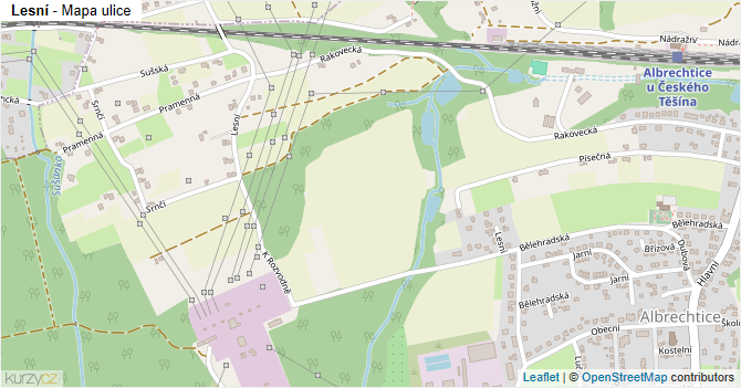 Lesní - mapa ulice