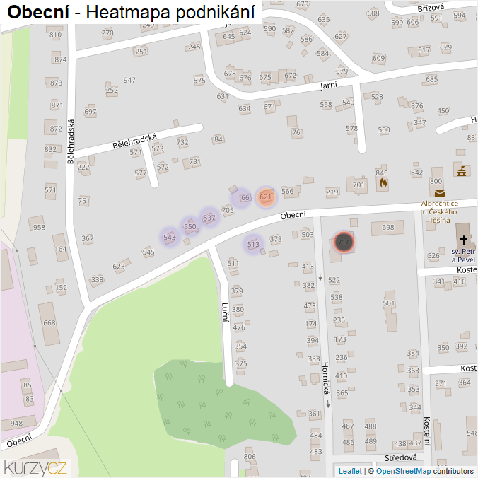 Mapa Obecní - Firmy v ulici.