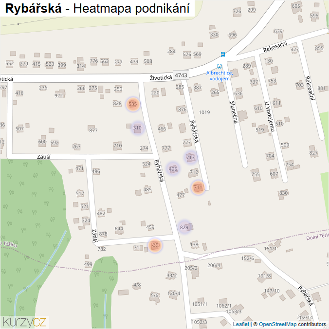 Mapa Rybářská - Firmy v ulici.