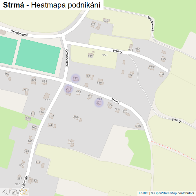 Mapa Strmá - Firmy v ulici.