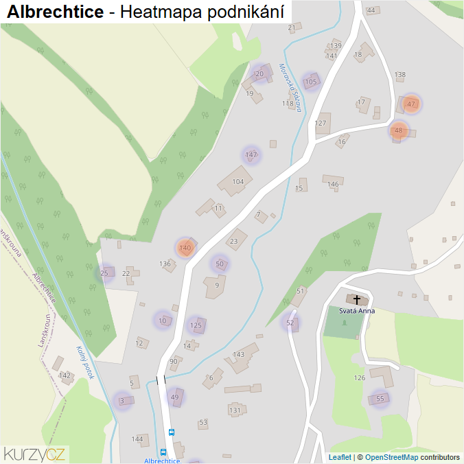 Mapa Albrechtice - Firmy v části obce.