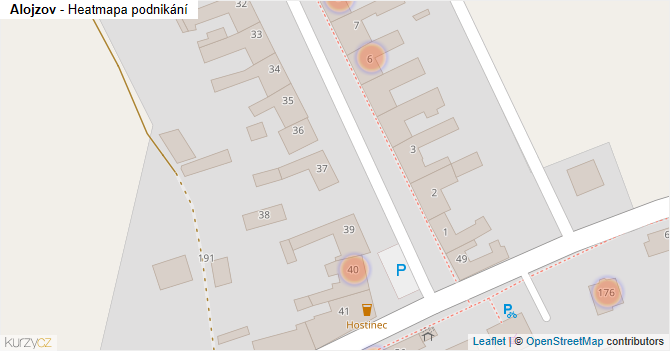 Alojzov - mapa podnikání