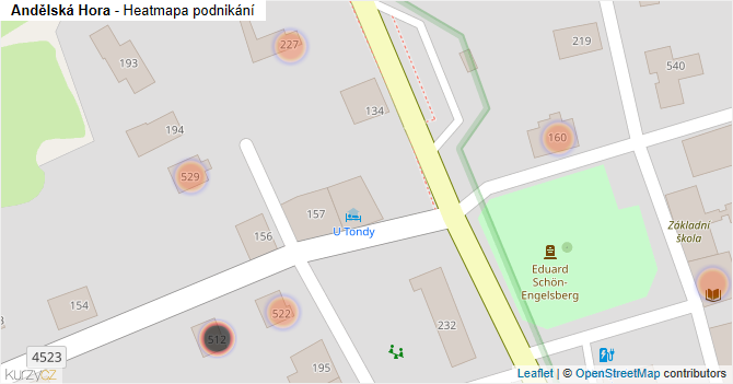 Andělská Hora - mapa podnikání
