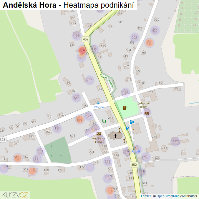 Mapa Andělská Hora - Firmy v části obce.