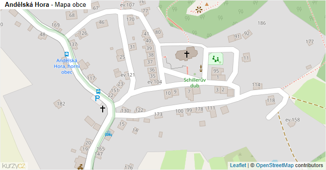 Andělská Hora - mapa obce