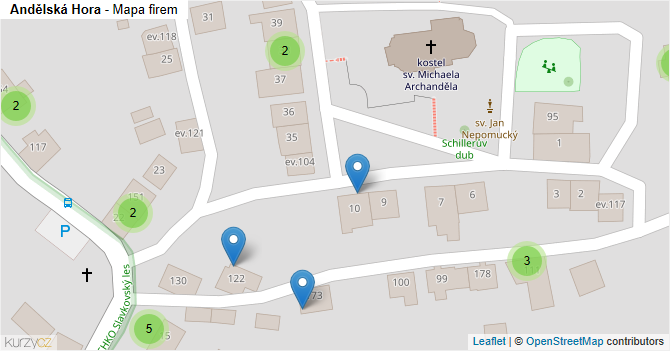 Andělská Hora - mapa firem